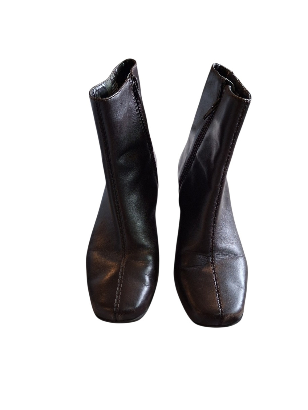Women’s Brown  Square-Toe Zip Ankle Boots